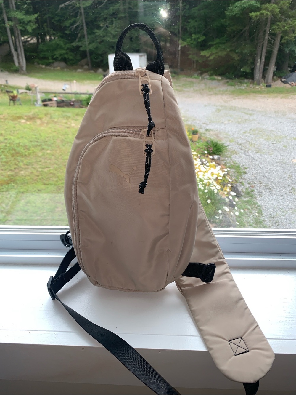 Puma Beige Sling Bag with Black Strap